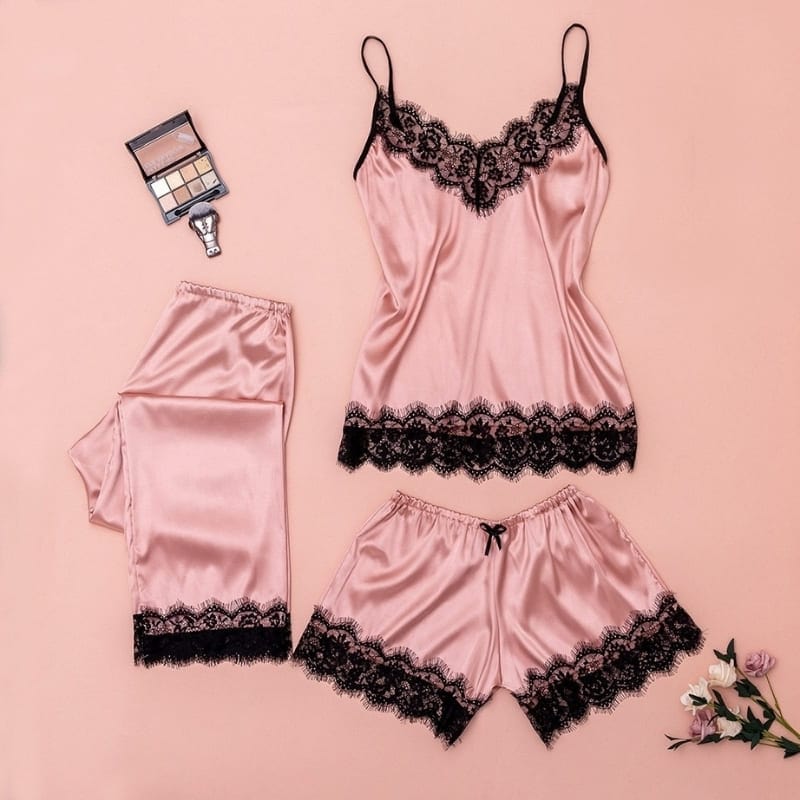 Pink Satin Pajamas Set