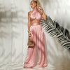 Pink Satin Two Piece Pants Set