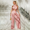 Pink Satin Two Piece Pants Set