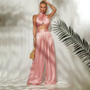 Pink Satin Two Piece Pants Set