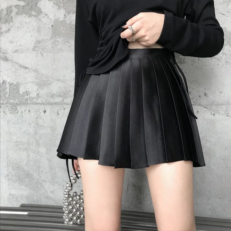 Pleated Satin Mini Skirt