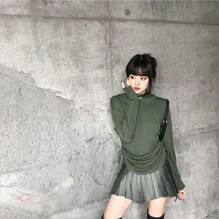 Pleated Satin Mini Skirt