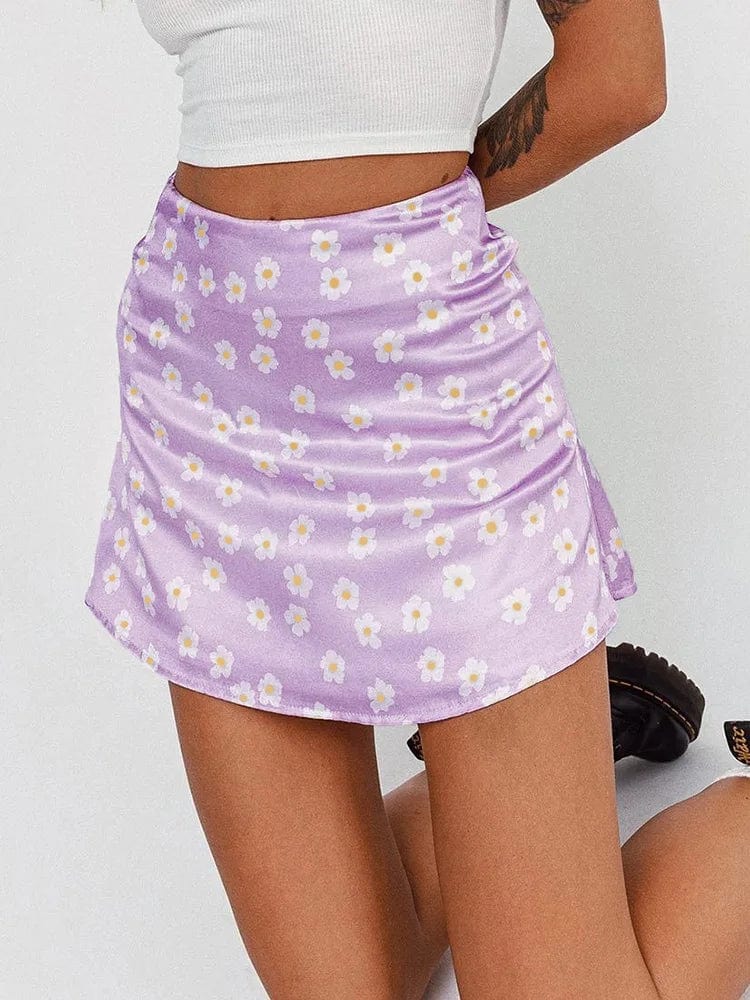 Printed Satin Mini Skirt