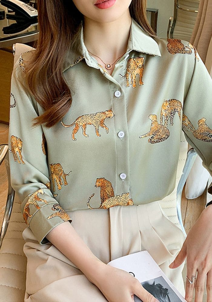 Printed Satin Shirt Women's