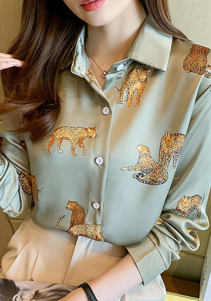 Printed Satin Shirt Women's