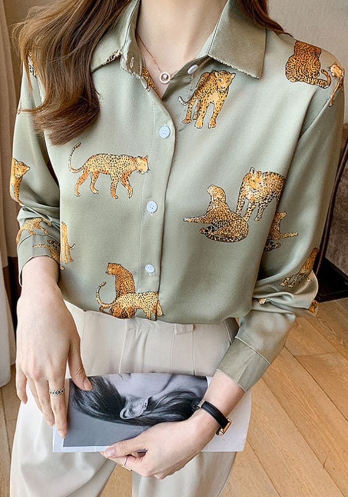 Printed Satin Shirt Women's