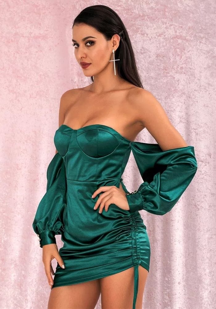 Puff Sleeve Satin Dress