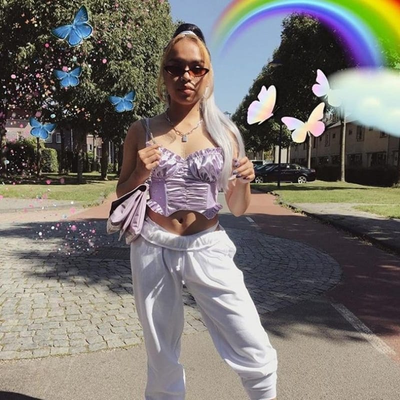 Purple Satin Corset Top