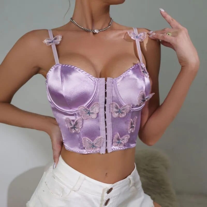 Purple Satin Crop Top