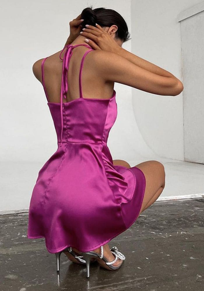 Purple Satin Mini Dress