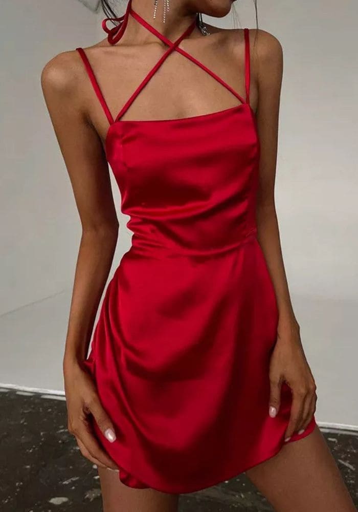 Red Backless Mini Dress