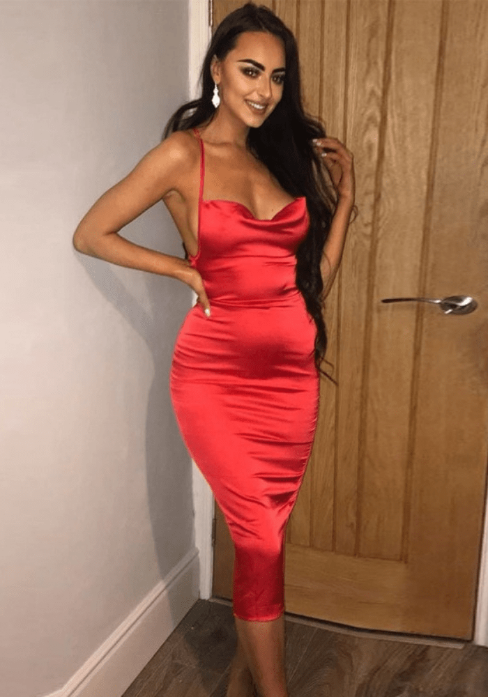 Red Bodycon Midi Dress