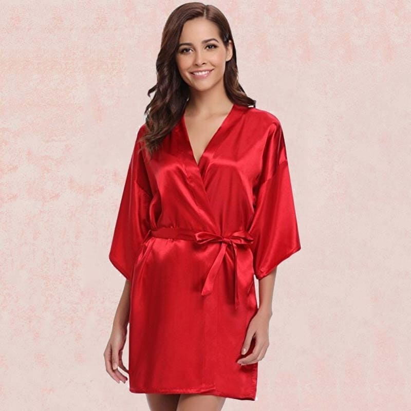 Red Satin Kimono Dress