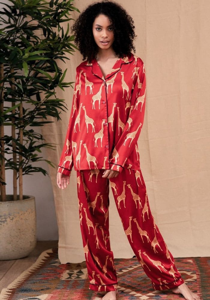 Red Satin Pajama Set