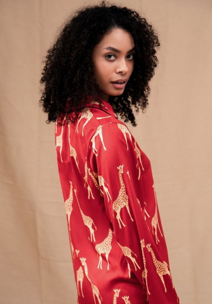 Red Satin Pajama Set