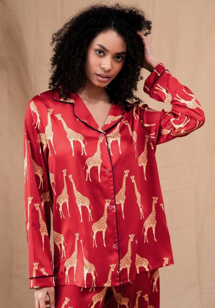 Red Satin Pajama Set