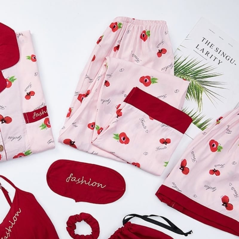 Red Satin Pajamas Set