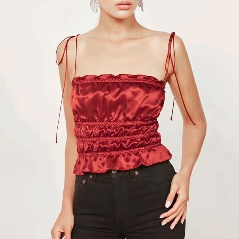 Red Satin Tank Top