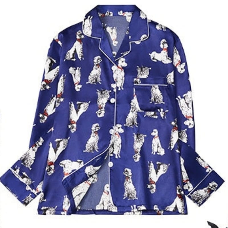 Royal Blue Satin Pajama Set