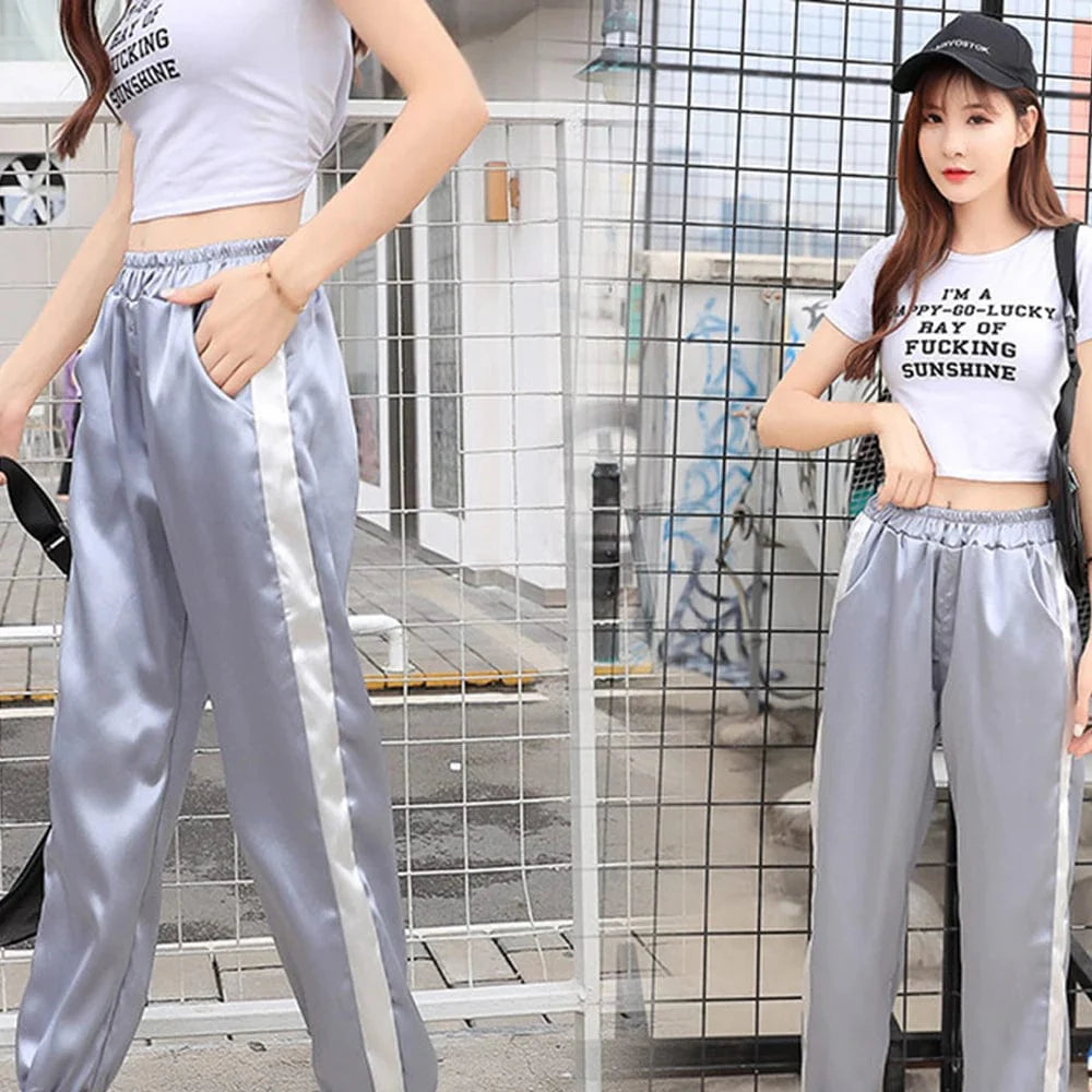 Satin Cargo Jogger Pants