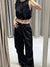 Satin Cargo Pants Black