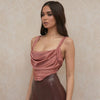 Satin Cowl Neck Top