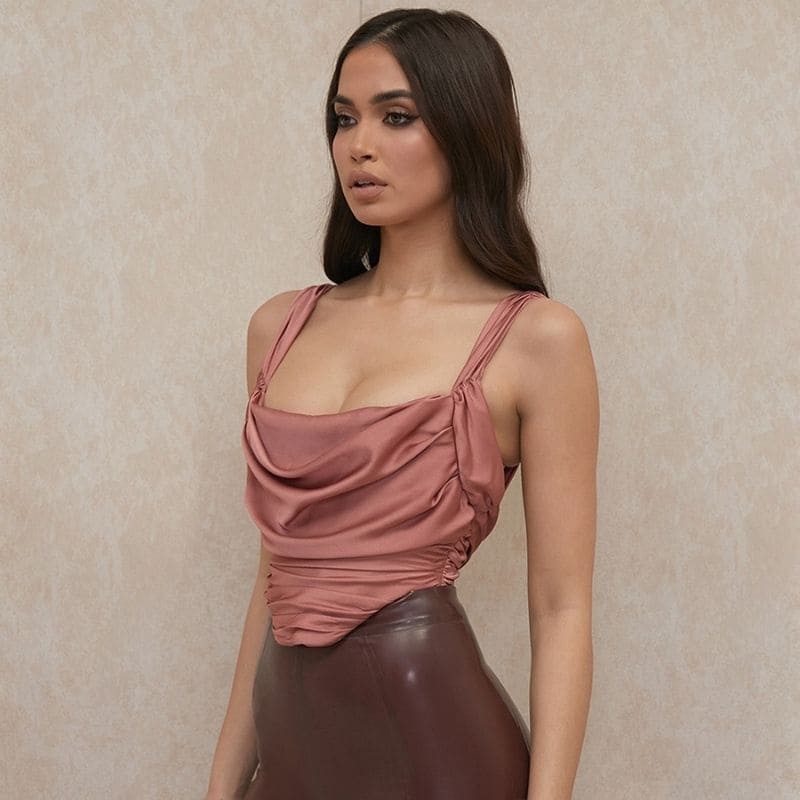 Satin Cowl Neck Top