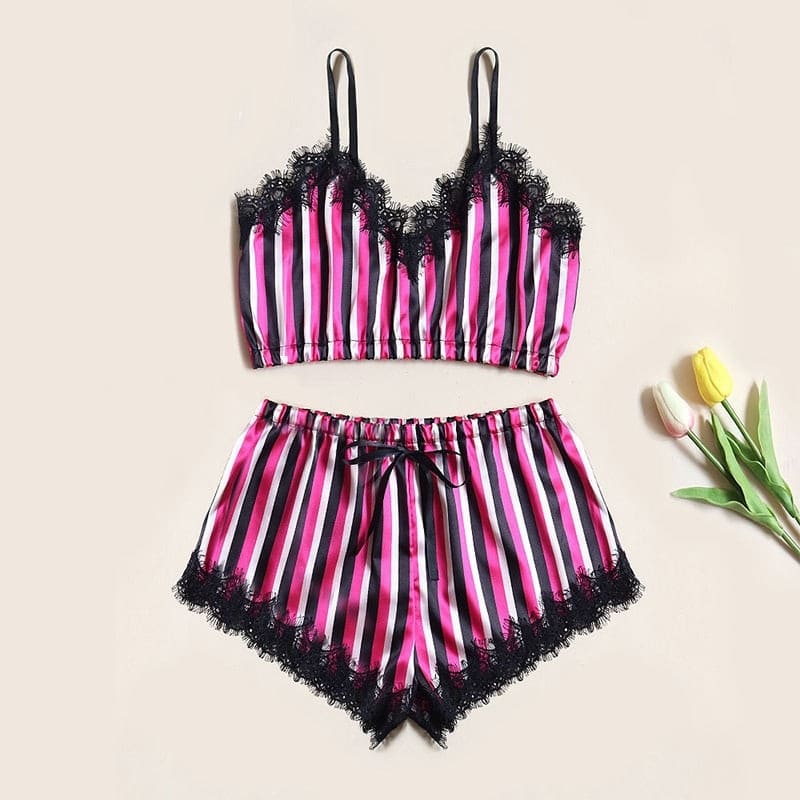 Satin Crop Top and Shorts Pajamas