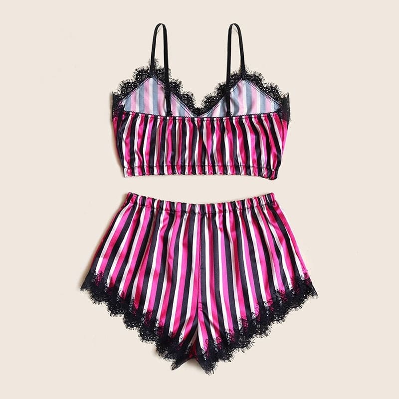 Satin Crop Top and Shorts Pajamas