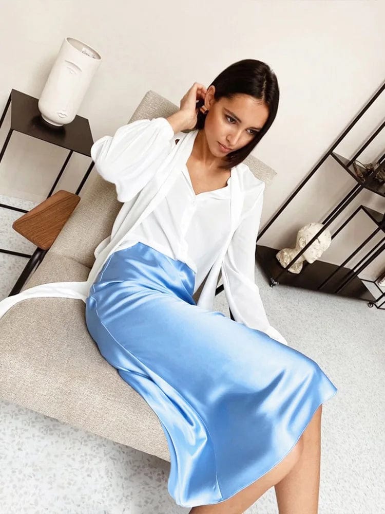 Satin Flared Midi Skirt