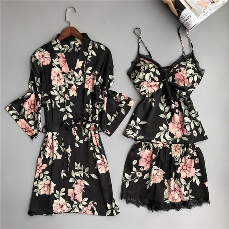Satin Floral Pajama Set