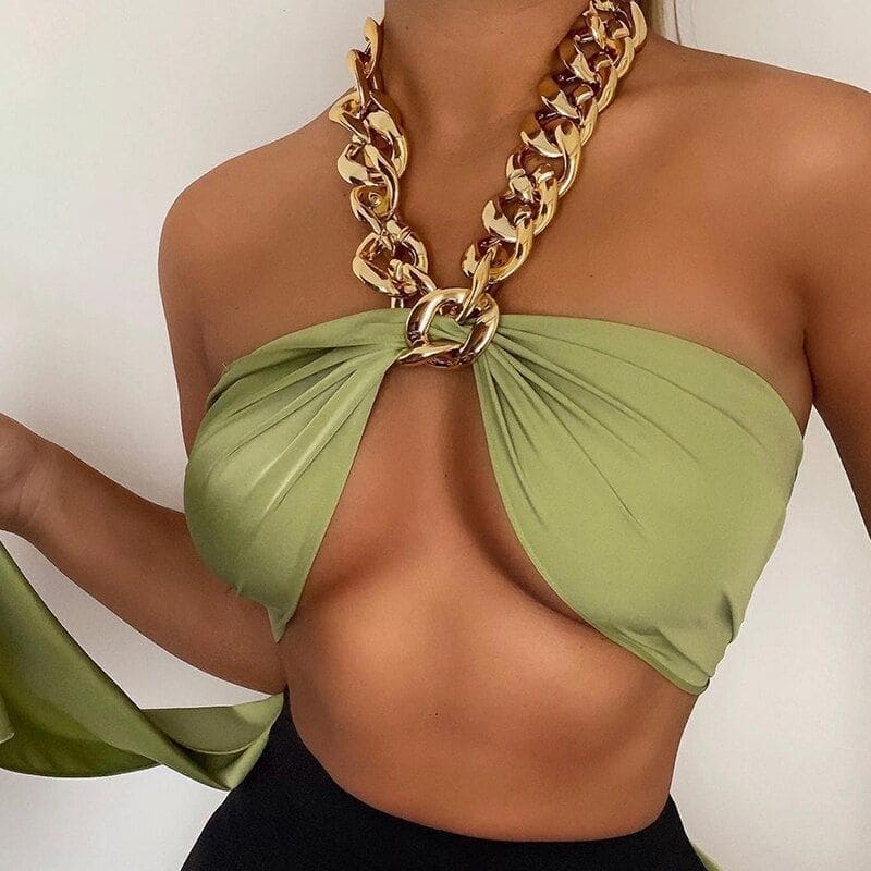 Satin Halter Crop Top