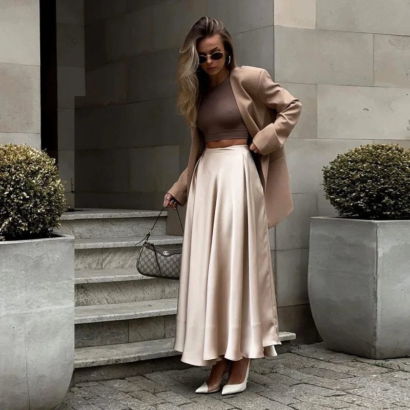 Satin High Waisted Maxi Skirt
