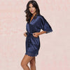 Satin Kimono Dress Blue