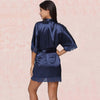 Satin Kimono Dress Blue