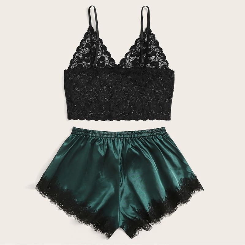 Satin Lace Pajamas Set