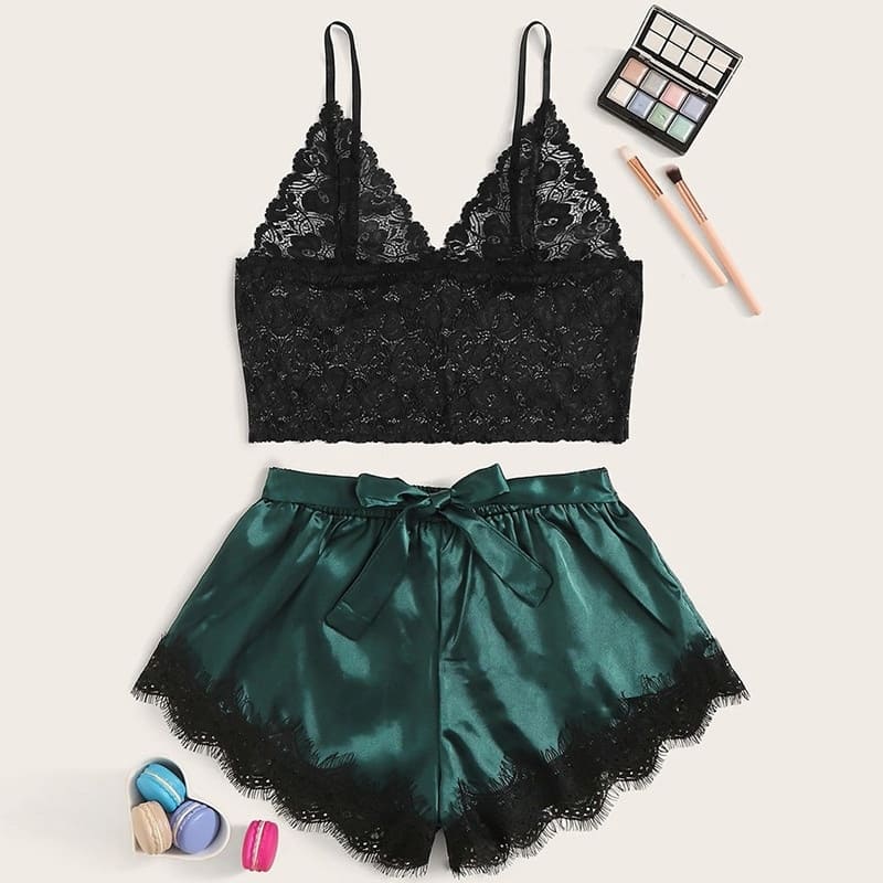 Satin Lace Pajamas Set
