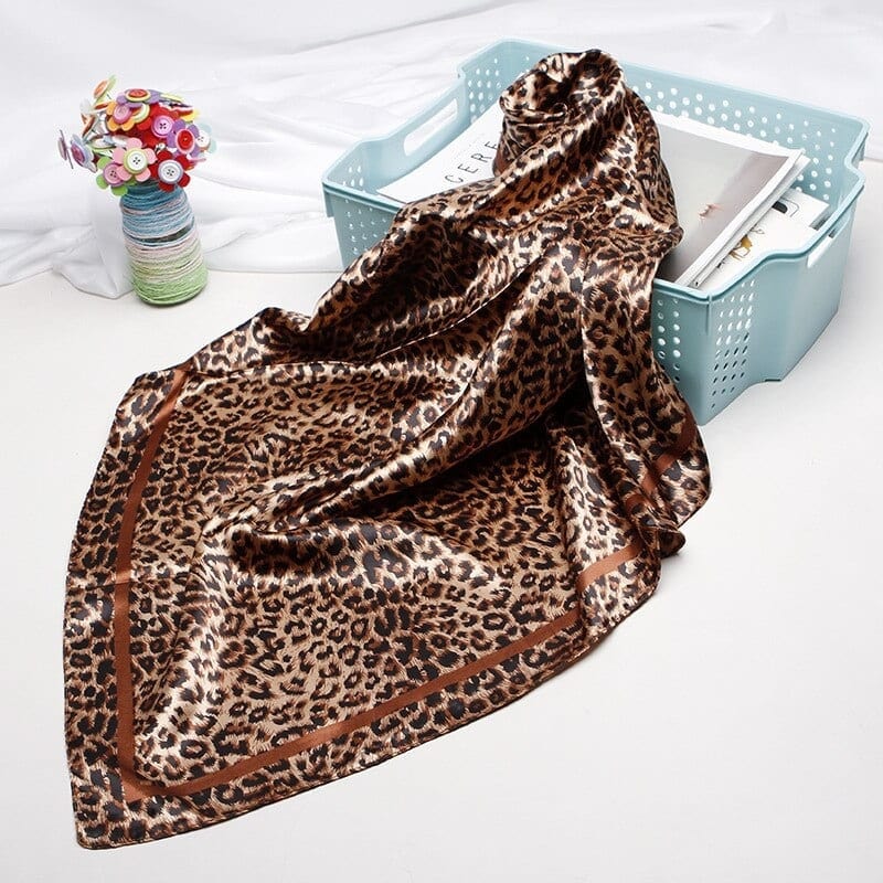 Satin Leopard Scarf