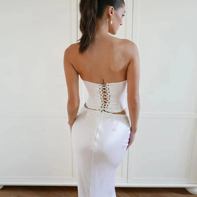 Satin Maxi Skirt Set