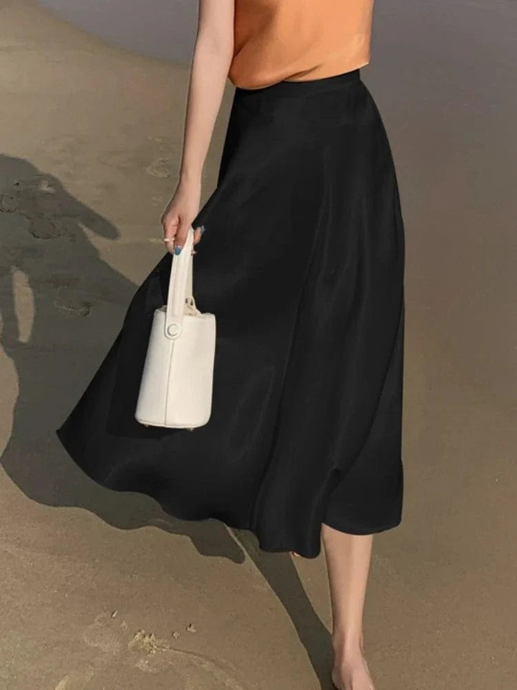 Satin Midi Skirt Style Summer
