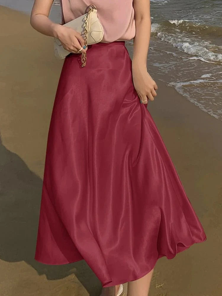 Satin Midi Skirt Style Summer