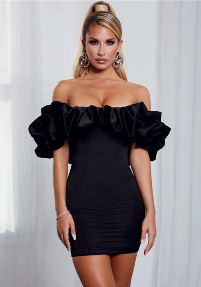 Satin Off The Shoulder Dress