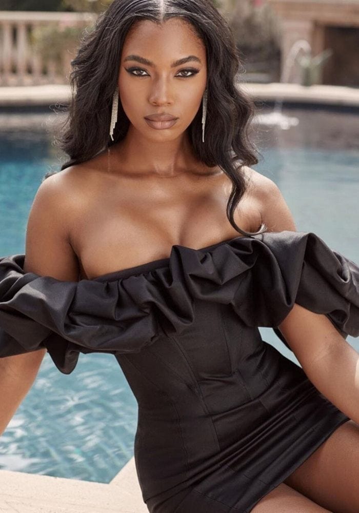 Satin Off The Shoulder Dress