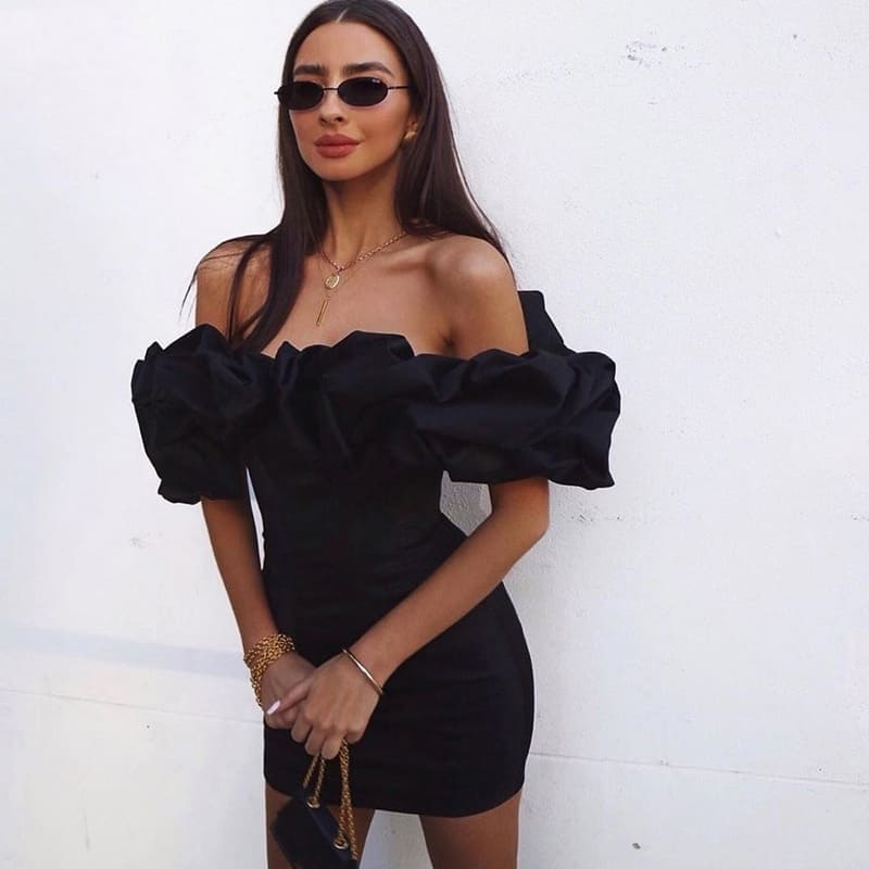 Satin Off The Shoulder Dress