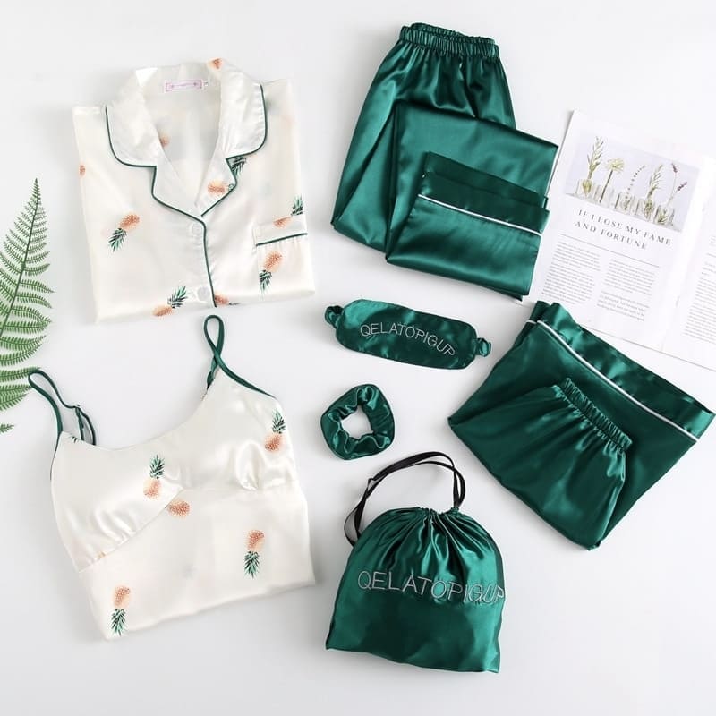 Satin Pajama Set Green