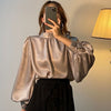 Satin Puff Sleeve Blouse