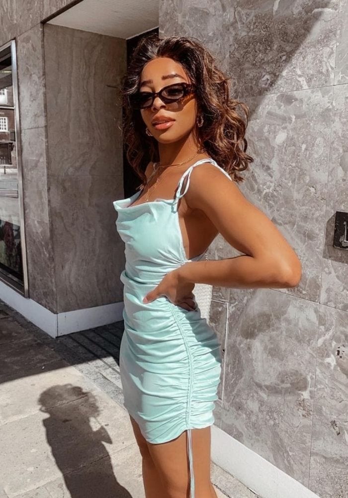 Satin Ruched Mini Dress