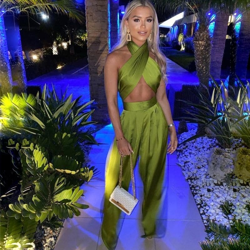 Satin Two Piece Set Pants and Top