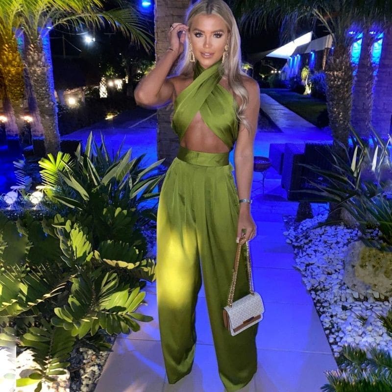 Satin Two Piece Set Pants and Top