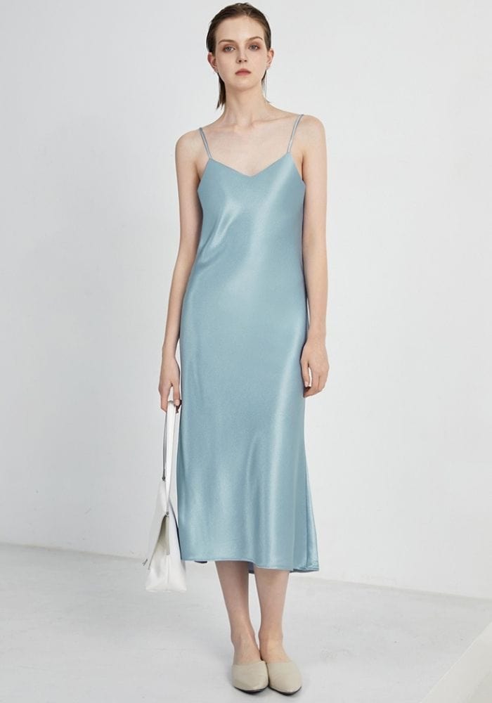 Satin V Neck Dress